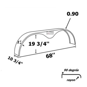 plan aile de remorque double essieux 0,90po 19.75po 68po