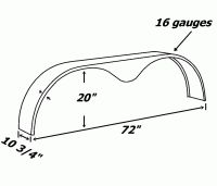 plan aile de remorque double essieux acier 10.75x72 16 gauges pneu 16