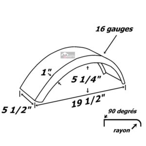 plan Aile de remorque en acier simple 1" x 5 1/4" pneu 8" pouces