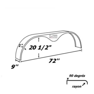 plan aile de remorque double essieux pneu 14 ou15 72x9