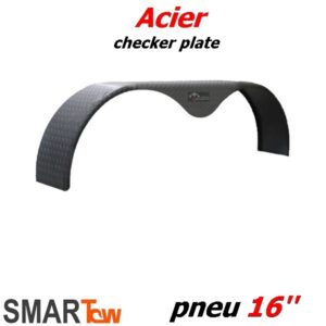 Aile de remorque double essieux en acier checker plate 10 3/4x 72po pneu 16