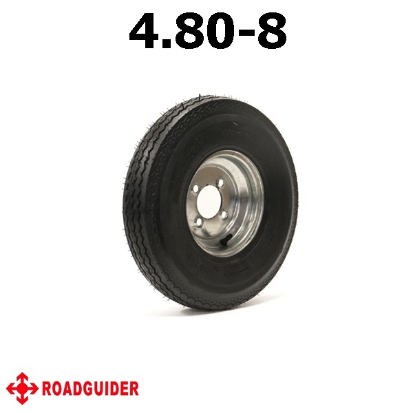 pneu remorque 4.80-8 galvanisée 4 plies 590lb jante 4 trous