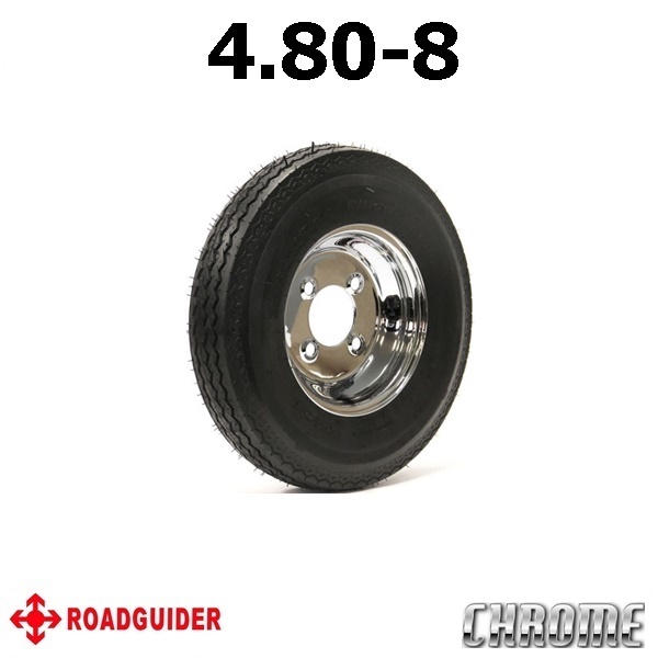 pneu remorque 4.80-8 4 plies 590 lbs 4 trous chromé